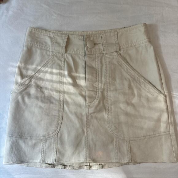 nanette lepore cream corduroy mini skirt utility pockets size 2 - Picture 4 of 7